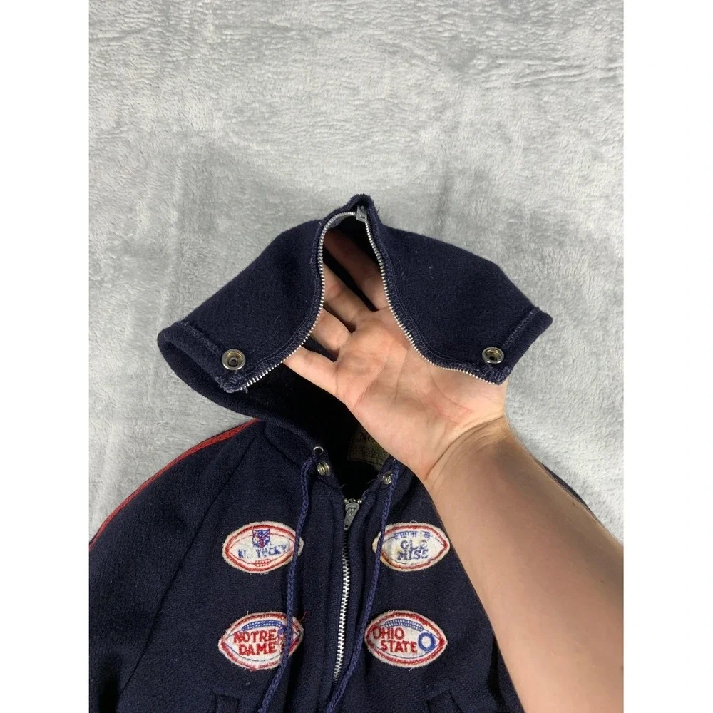 Nordic Pyramid Outerwear Corp Unisex Size 6 Navy Blue Jacket Hooded Wool Knit